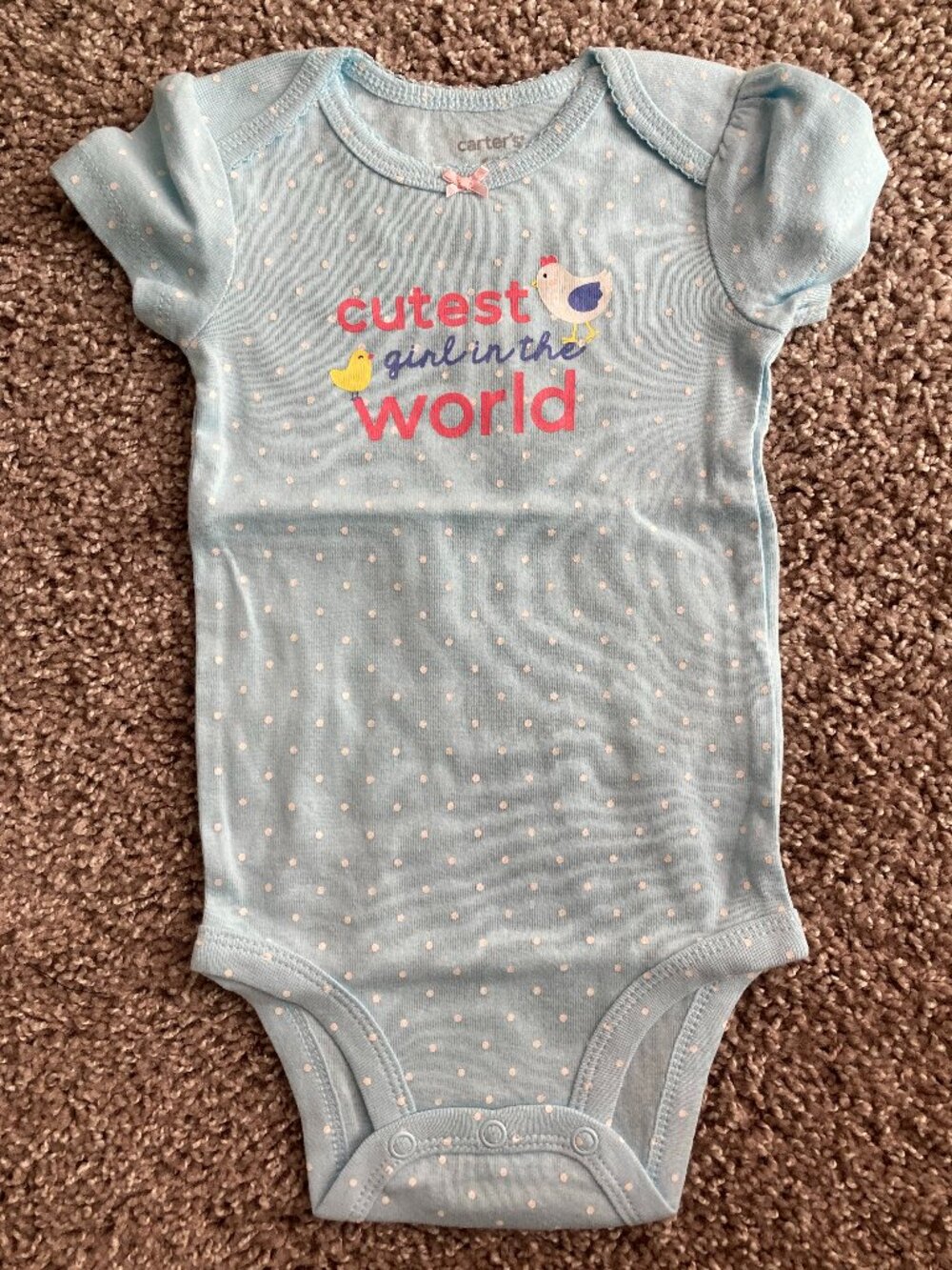 NWOT Carters Polka Dot Chick Onesie Size 6mo
